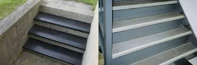 Stairs fitted with textured carpet treads for safer footing