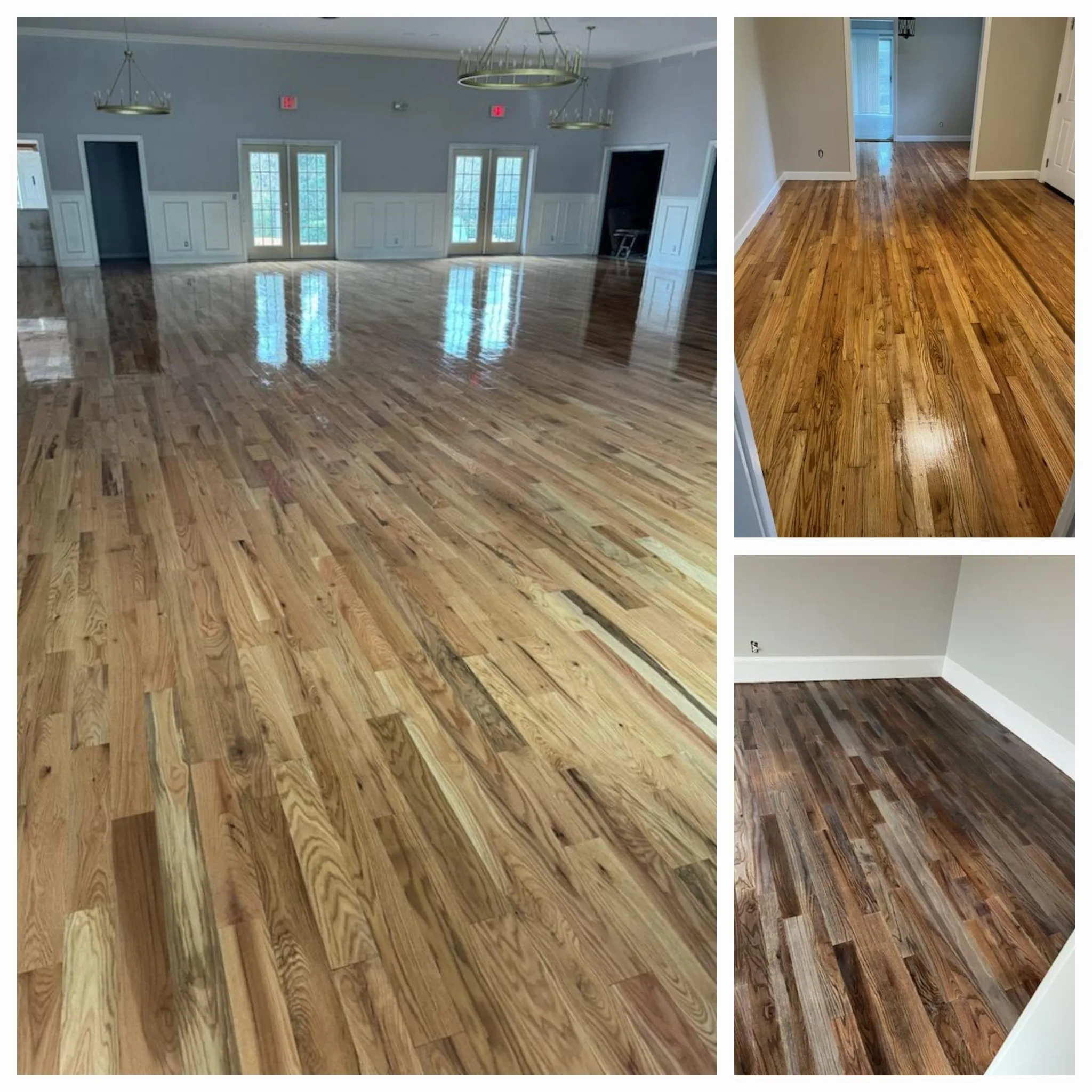 Sanded and refinished hardwood floors in Augusta, GA with a glossy new finish